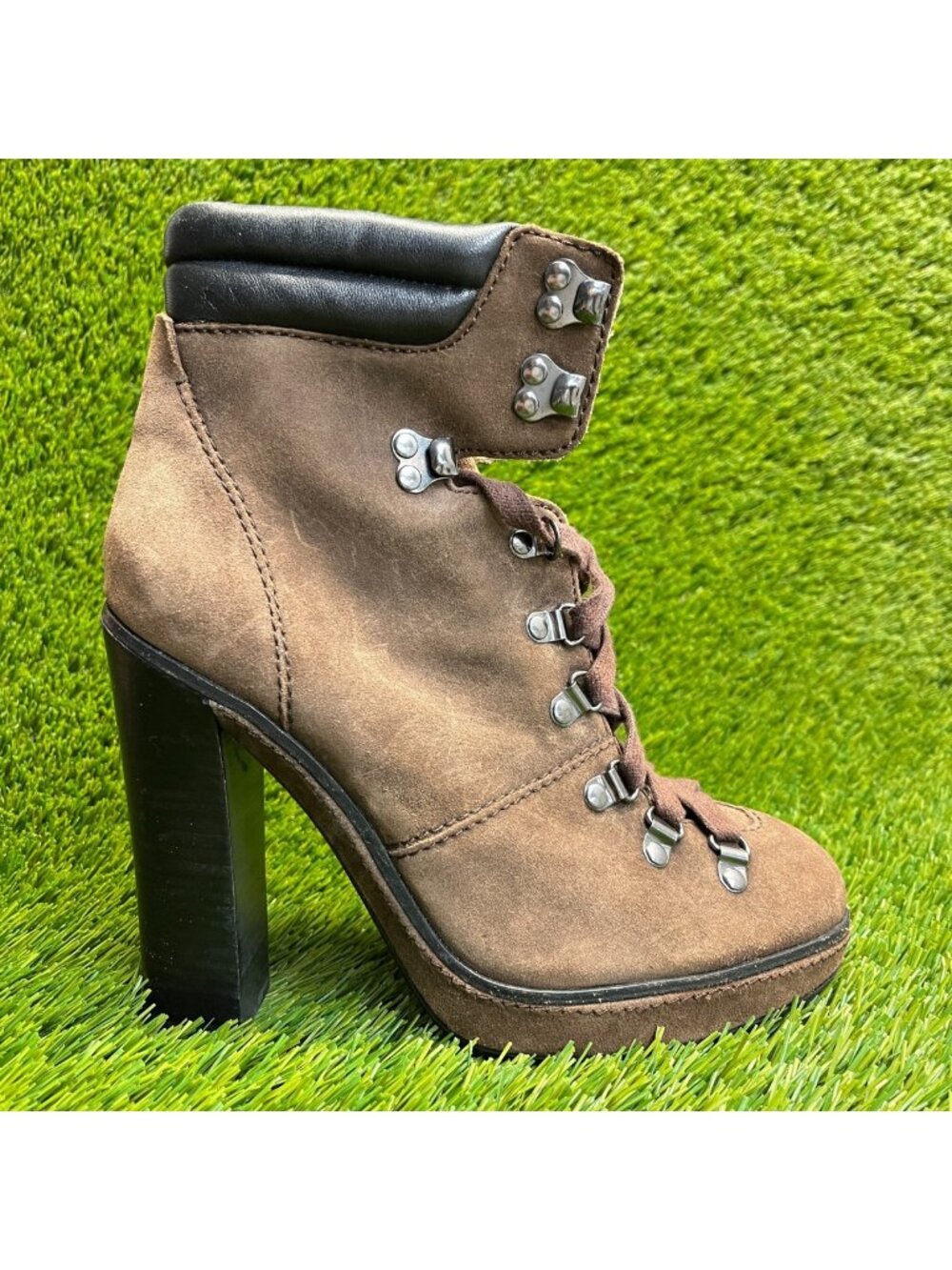 Coach Carol Womens Size‎ 8 Brown Classic Suede Lace Up High-Heel Ankle Boots